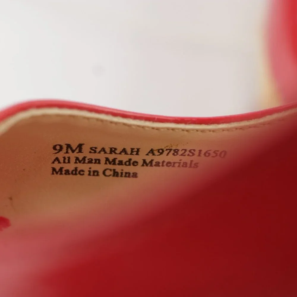 Franco Sarto Womens Sarah Sandal Size 9 Red Patent Wedge Heel Platform Slingback